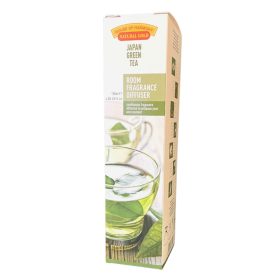   JAPAN GREEN TEA (JAPÁN ZÖLD TEA) ILLATOSÍTÓ DESIGNER DÍSZÜVEGGEL ÉS DEKORATÍV BAMBUSZPÁLCIKÁKKAL 120 ML
