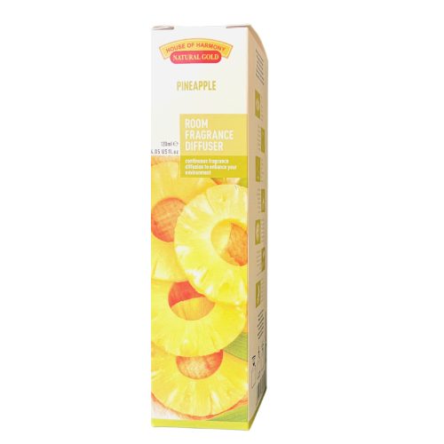 PINEAPPLE (ANANÁSZ) ILLATOSÍTÓ DESIGNER DÍSZÜVEGGEL ÉS DEKORATÍV BAMBUSZPÁLCIKÁKKAL 120 ML